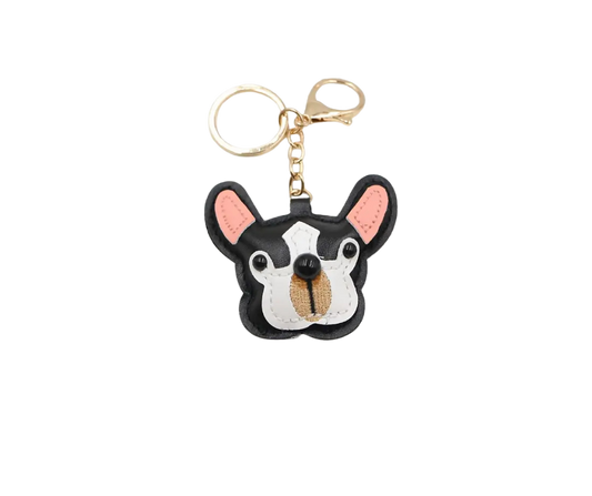 Nyckelring: Fransk Bulldog i PU-läder