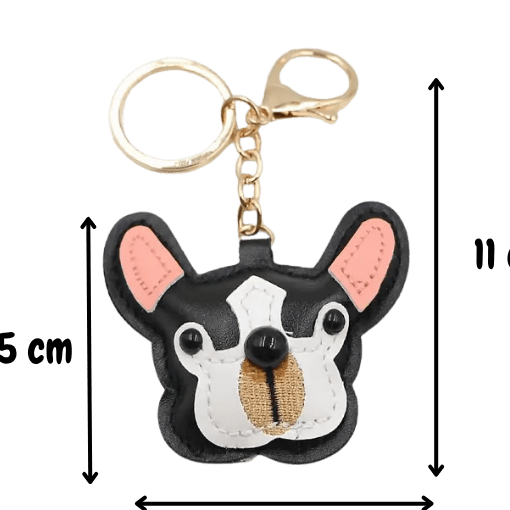 Nyckelring: Fransk Bulldog i PU-läder Nyckelring