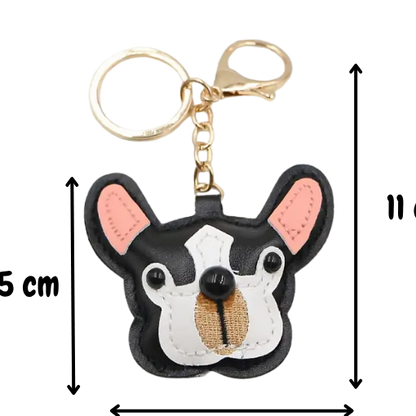 Nyckelring: Fransk Bulldog i PU-läder