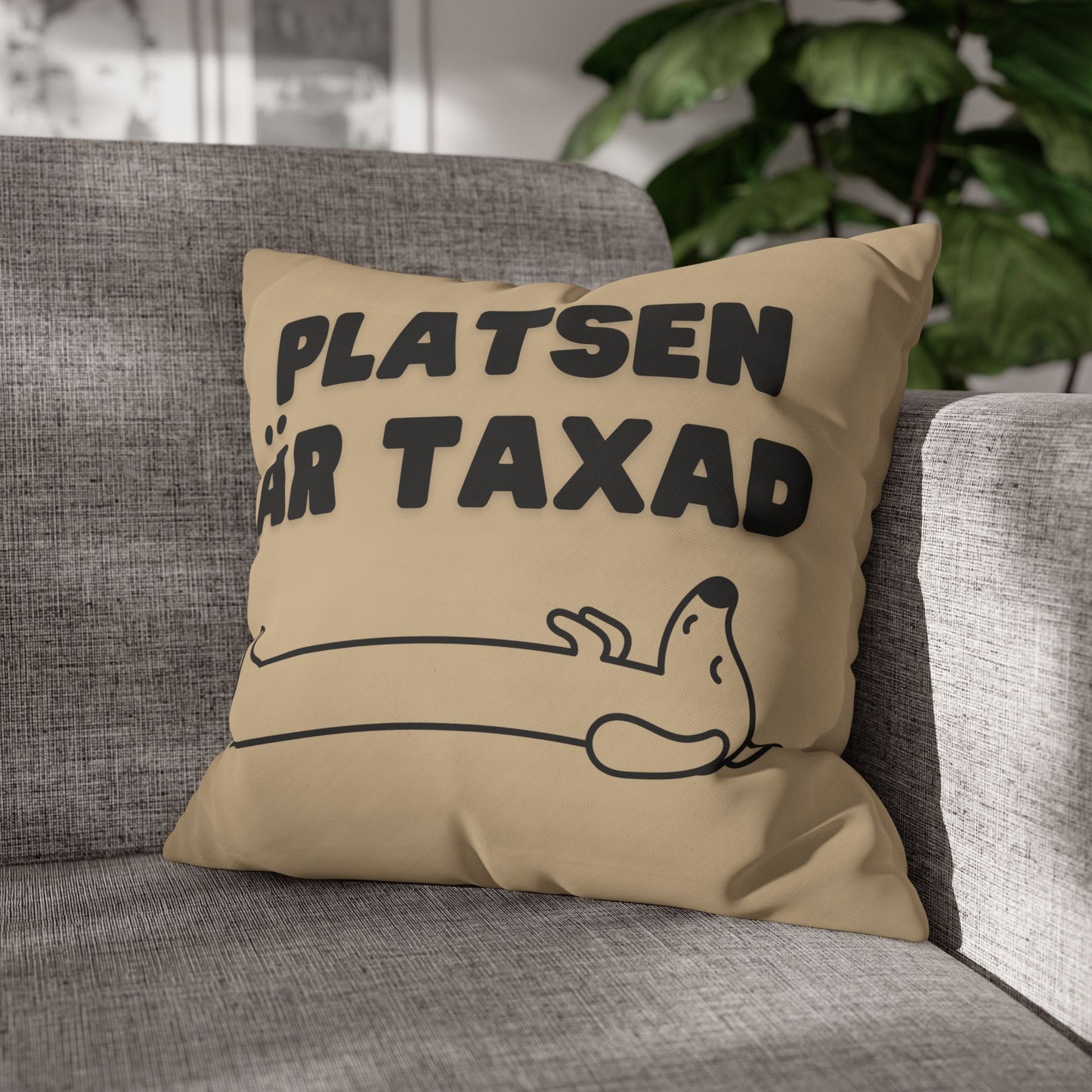Kuddöverdrag: Platsen är Taxad, beige-gul
