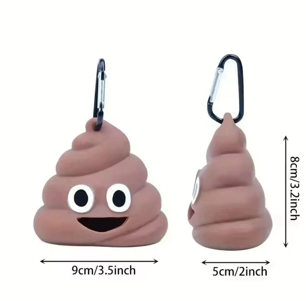 Bajspåsehållare – Emoji 💩 med karbinhake 