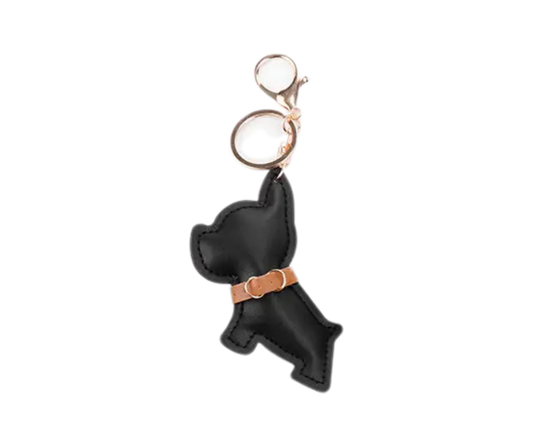 Nyckelring: Fransk Bulldog i PU-läder