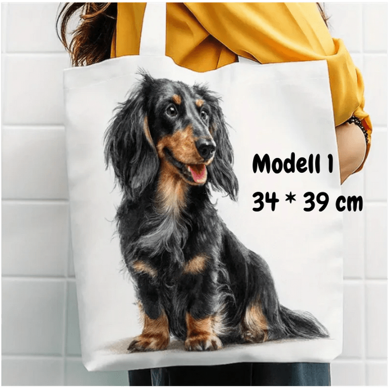 Canvasväska - Långhårig tax Väska