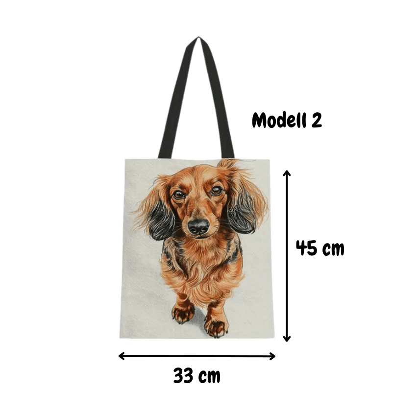 Canvasväska - Långhårig tax Väska