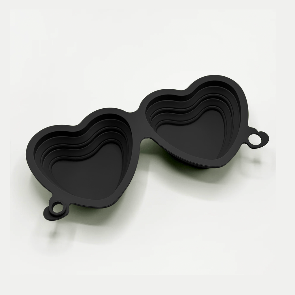 Hopfällbar skål - Svart Hjärta dubbel Matskål