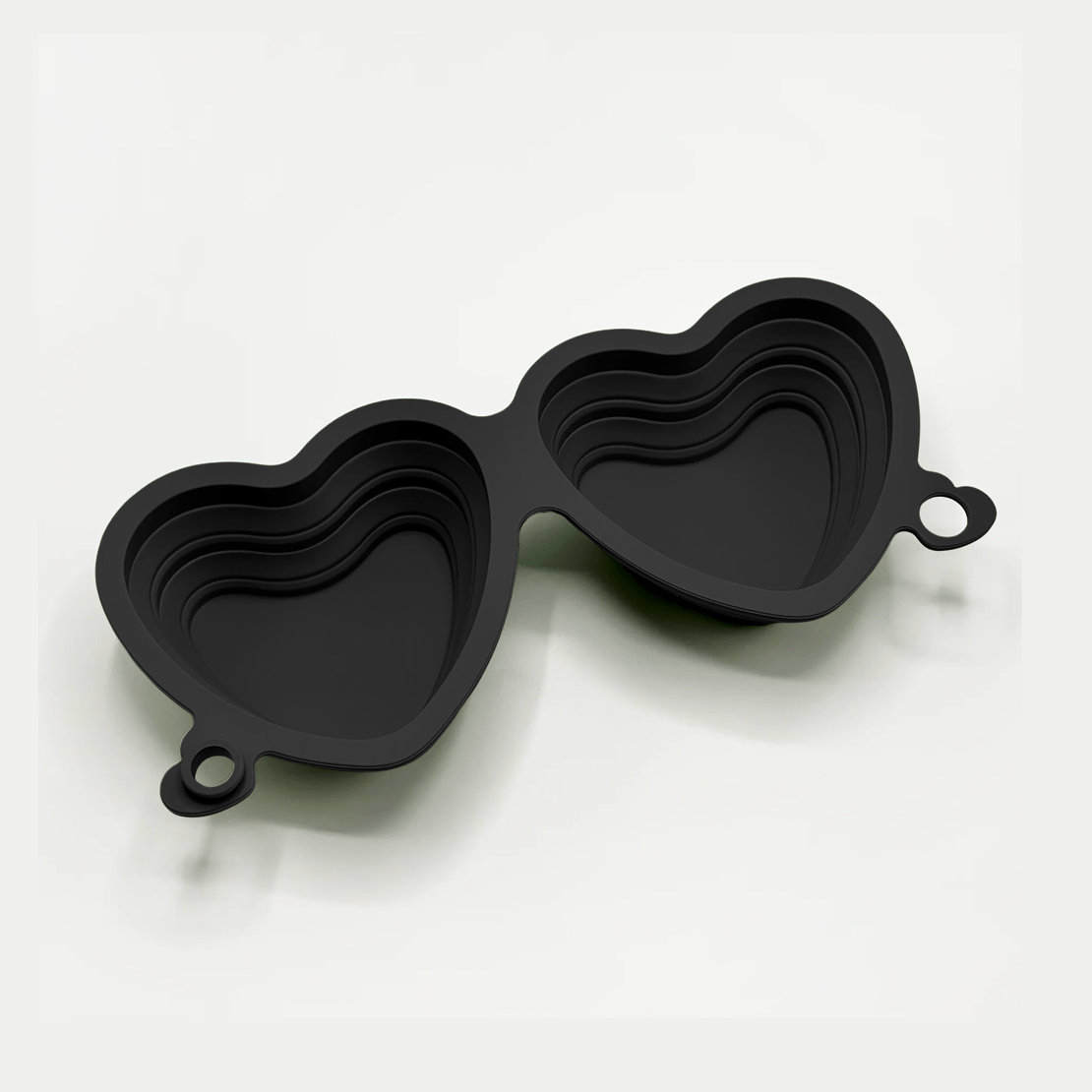 Hopfällbar skål - Svart Hjärta dubbel Matskål